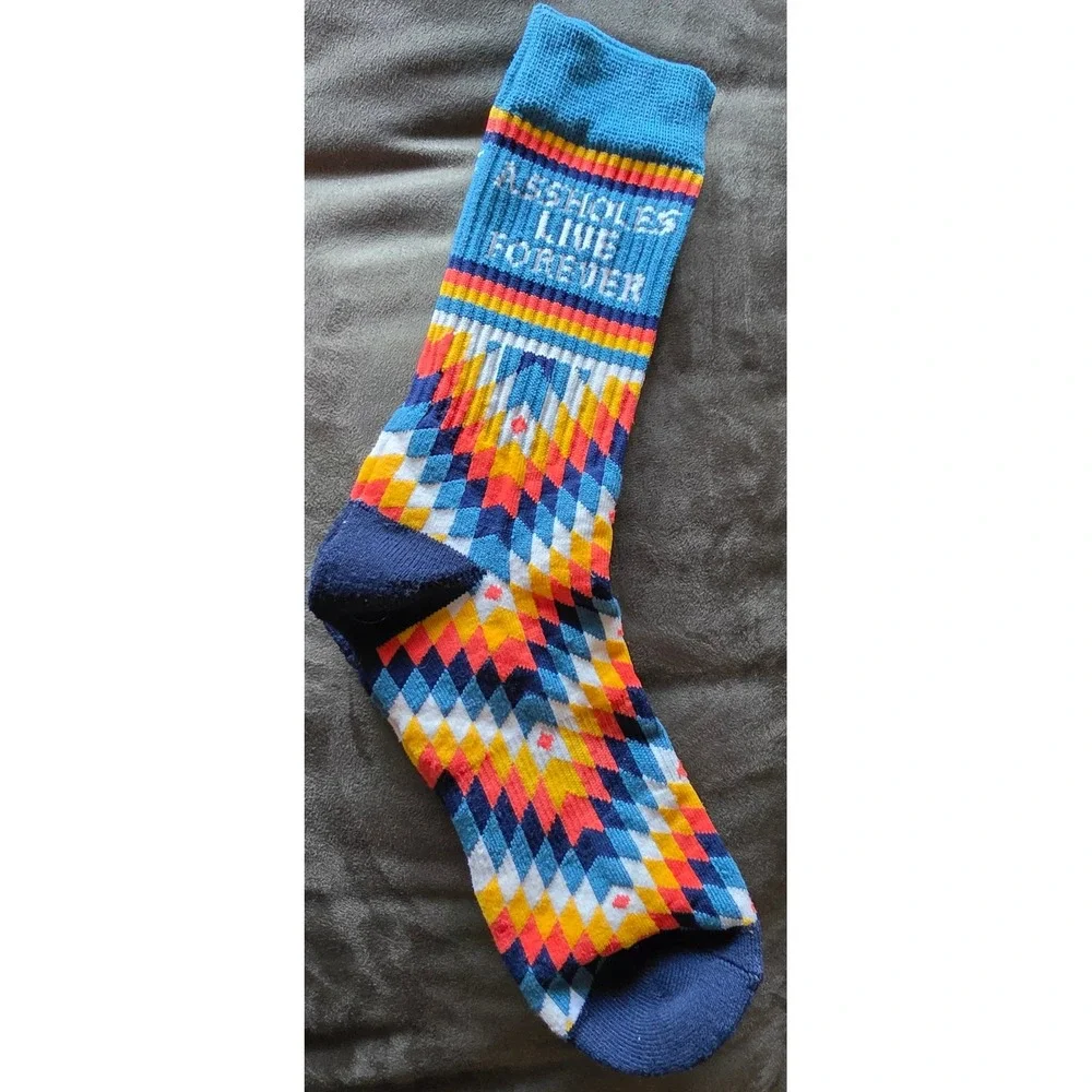 A.holes Live Forever Geometric Diamond Crew Socks Multicolor Streetwear
